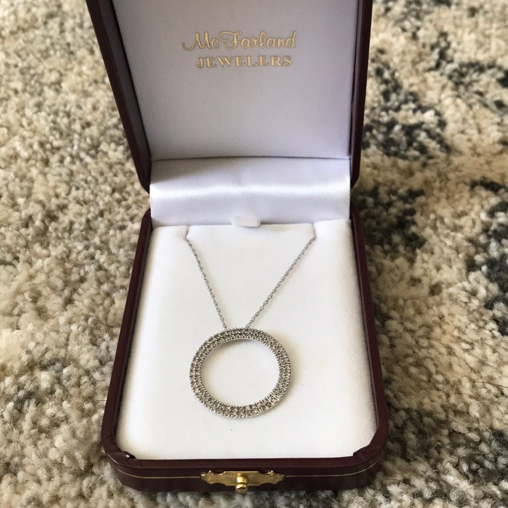 Diamond Open Circle Necklace - Picture 4 of 10